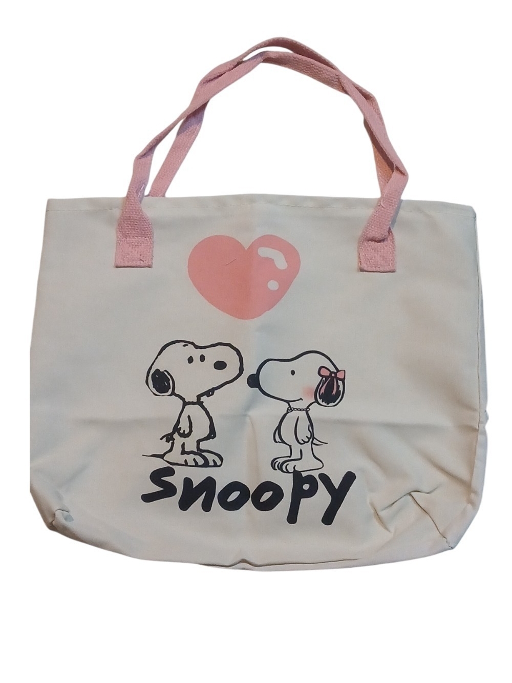 Peanuts - ECO Friendly Canvas Tote Bag, Snoopy and His Girlfriend Under a Heart